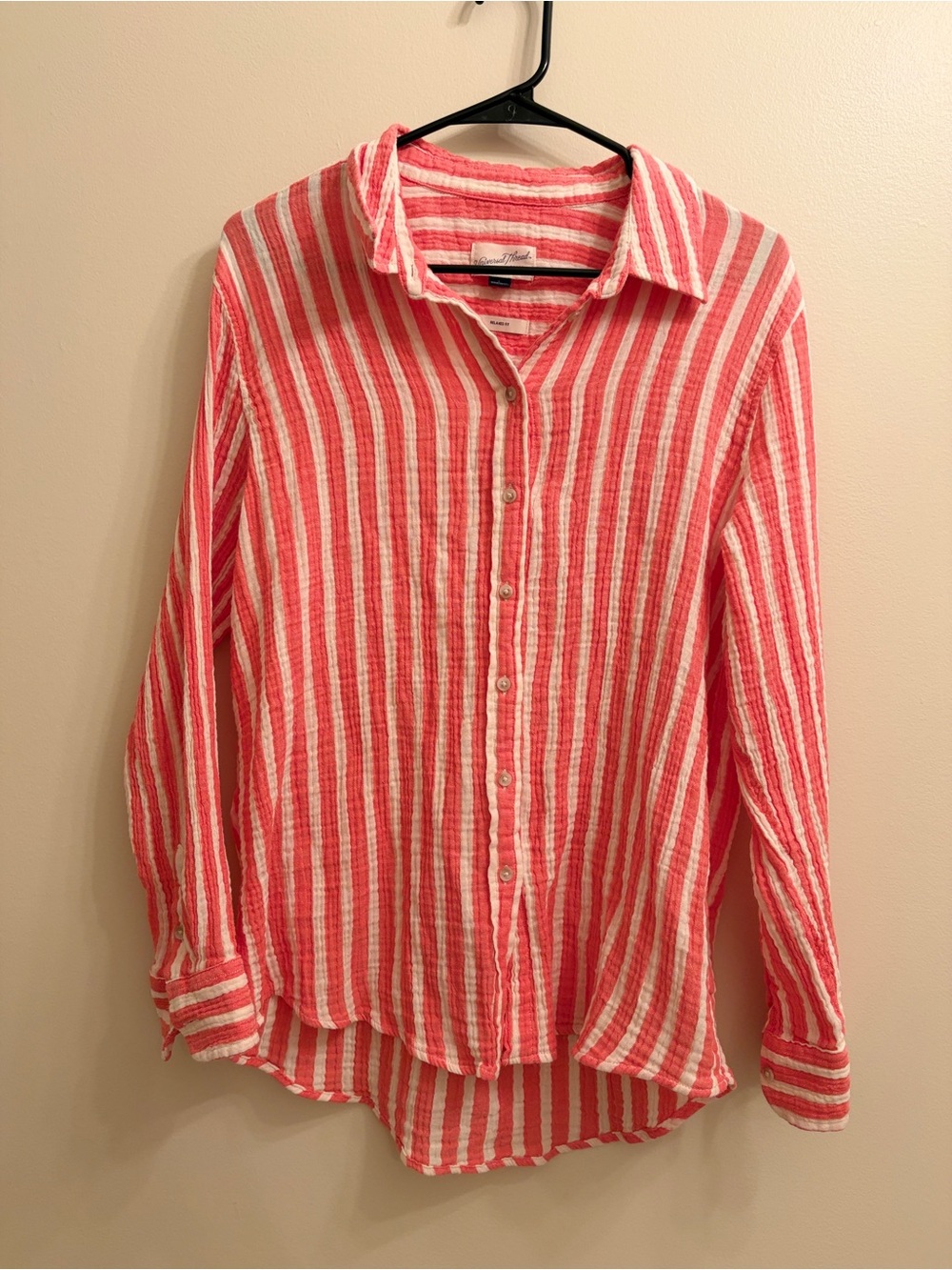 Universal Thread Coral & White Striped Relaxed Shirt